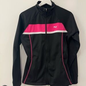 Fila Black and Hot Pink Athletic Jacket Medium